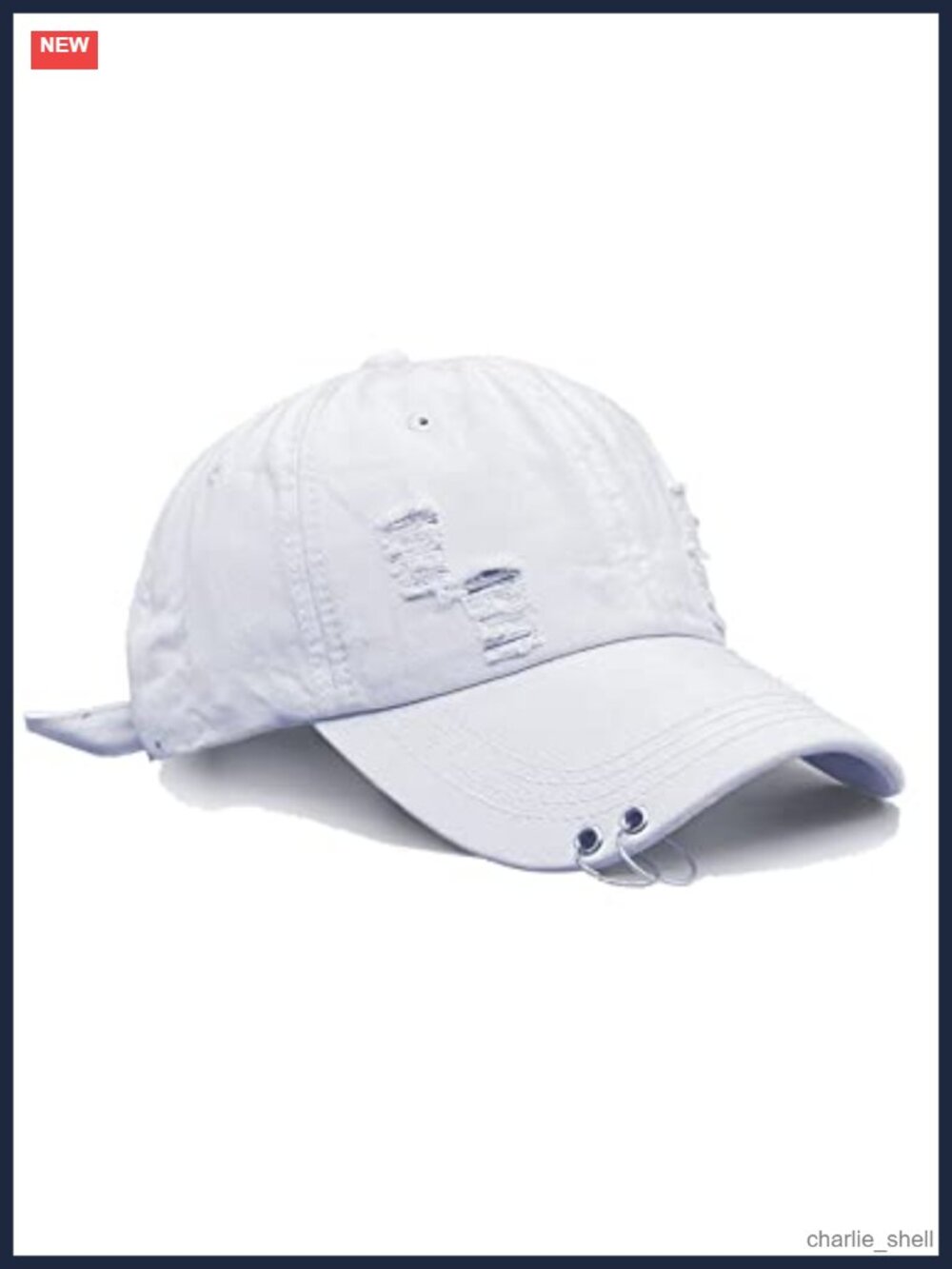 Ripped Distressed Denim Ring Baseball Cap Adjustable Vintage Dad Hat